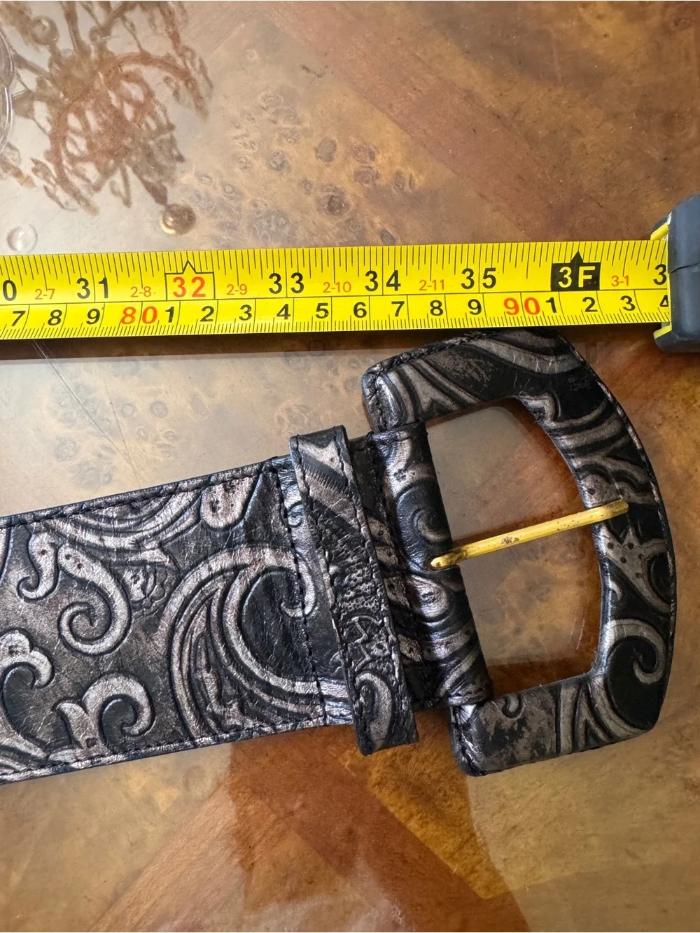 ETRO Milano Brand New Black Wide Embossed Leather Belt Size 75 / Women’s Small